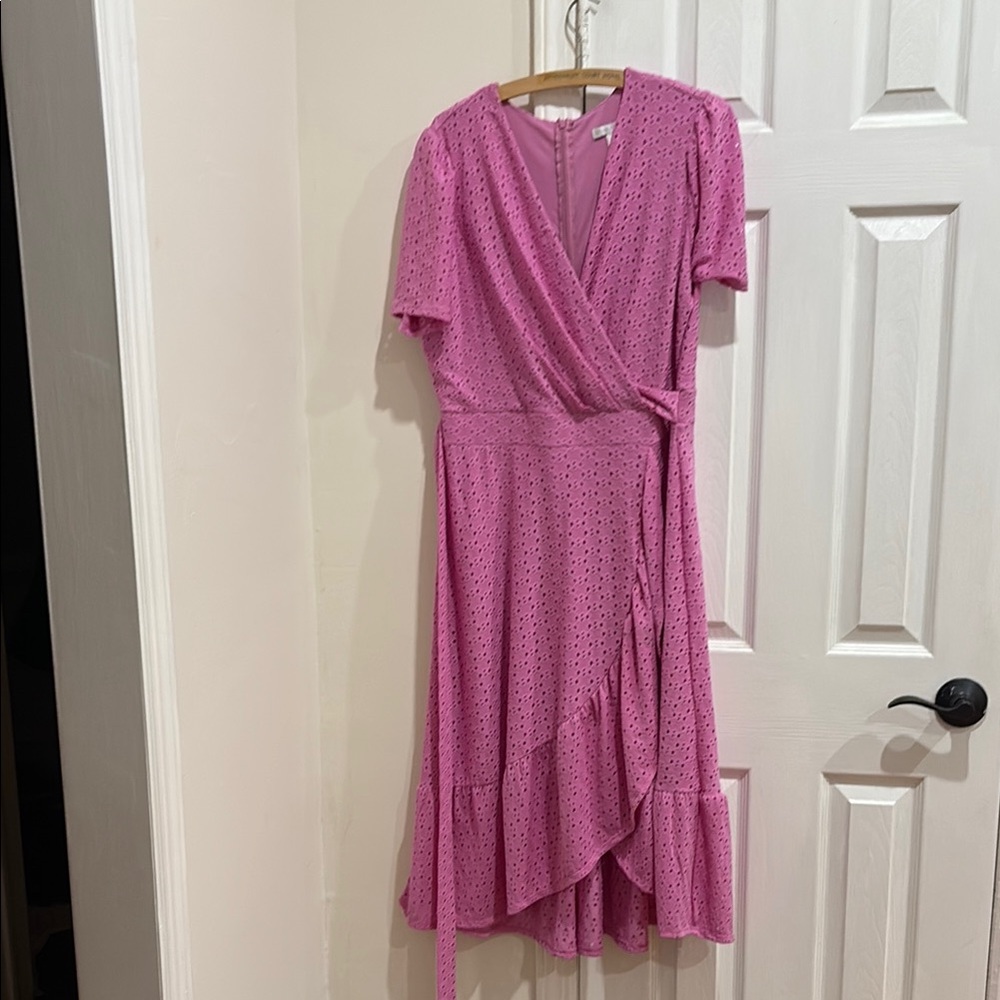 Elegant Pink Wrap Dress